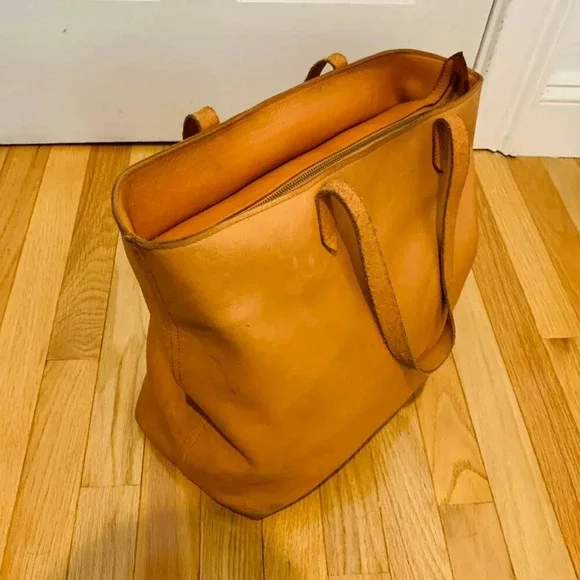 Madewell Brown Leather Zip-top Transport Tote Bag XL size - Picture 10 of 16